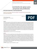 Áreas Del Conocimiento de Apoyo para La Gestión de Proyectos de Profesores Universitarios Venezolanos