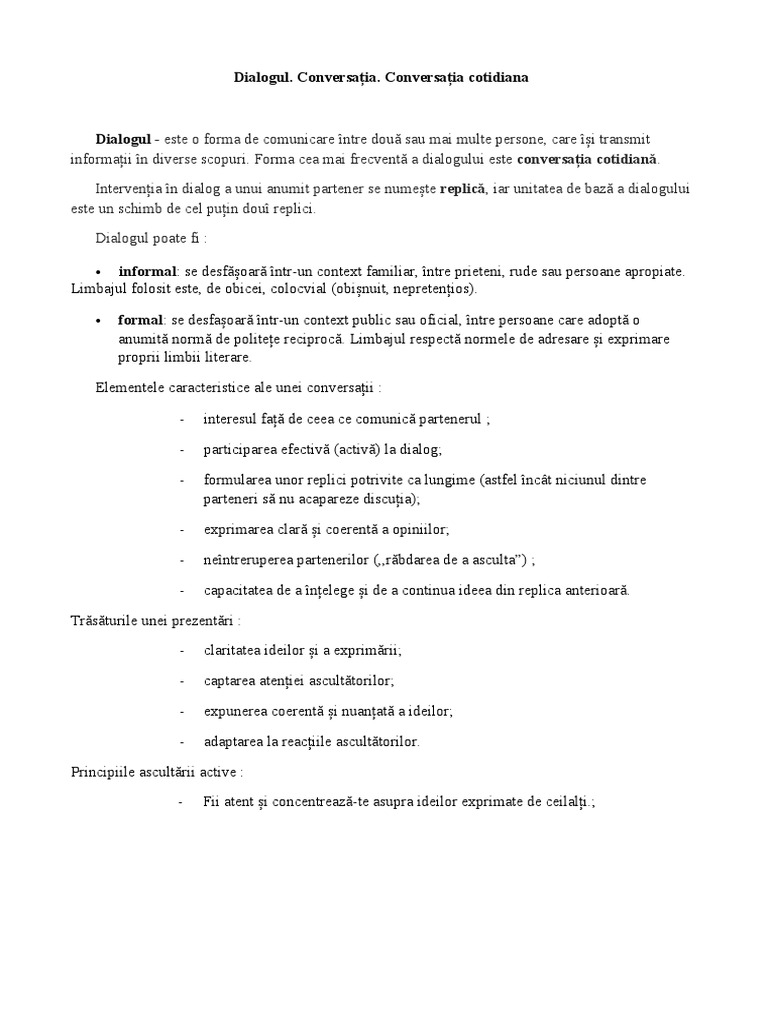 Dialogul. Conversația | PDF