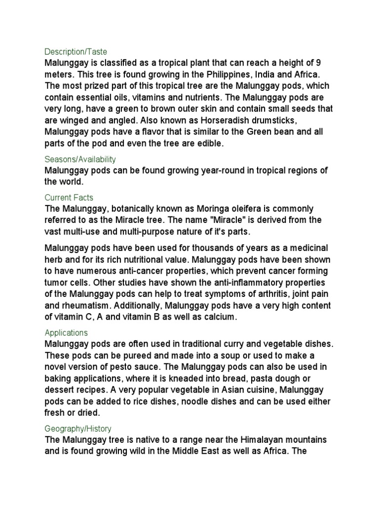 Moringa oleifera visual data 3