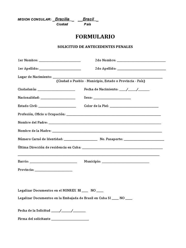 Formulario de solicitud antecedentes penales pdf