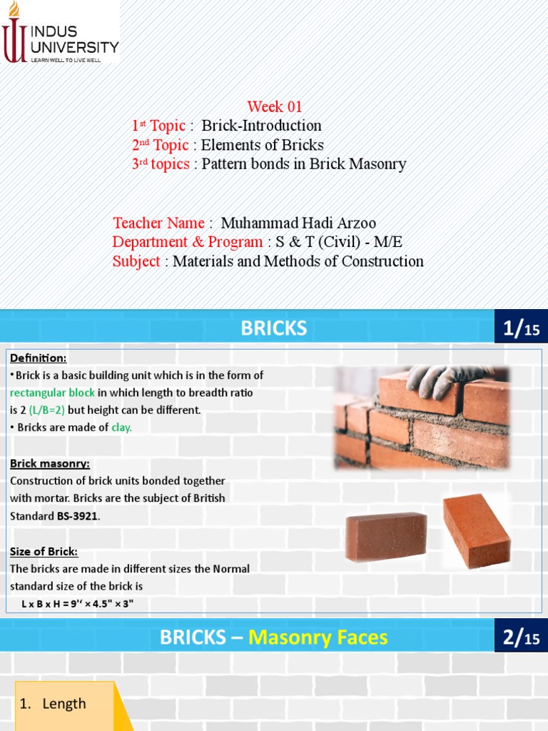 Introduction to Brick Masonry | PDF | Brick | Masonry