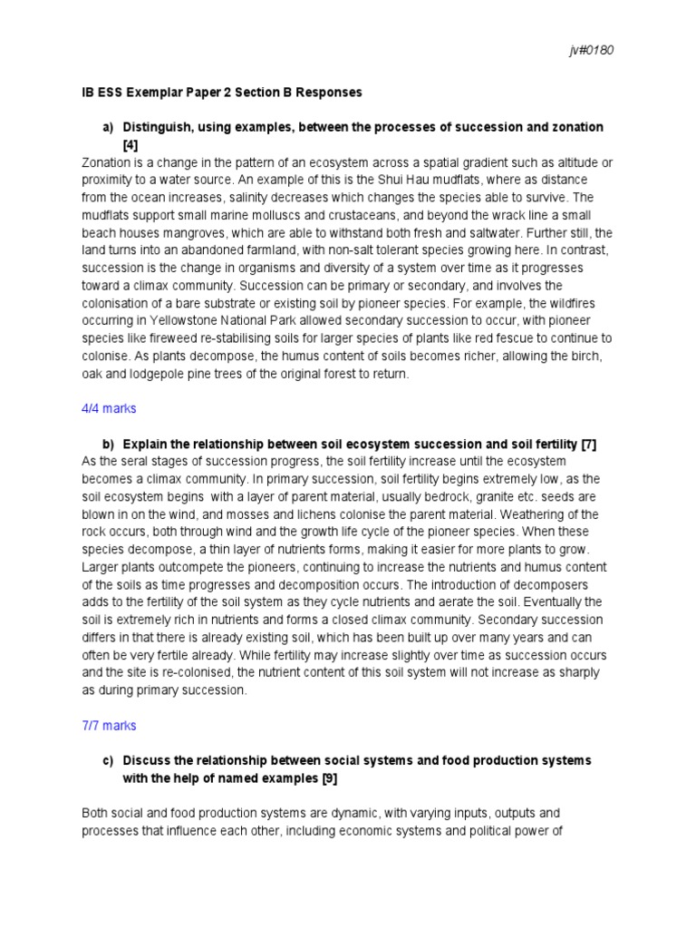 ESS Paper 2 (20 Mark) Exemplar Responses | Download Free PDF ...