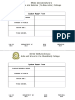Department System Report Form