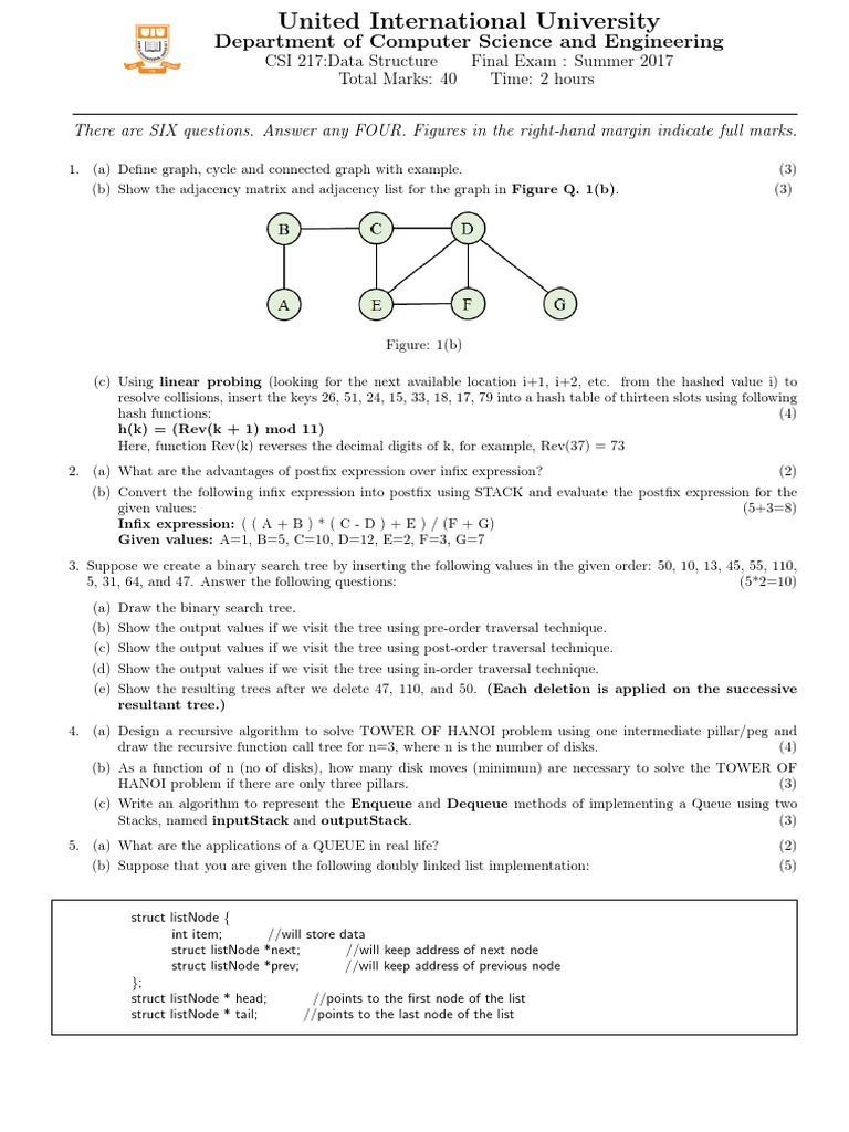 Final Exam Question 172 CSI217 ND MIHn | PDF | Computer Science ...