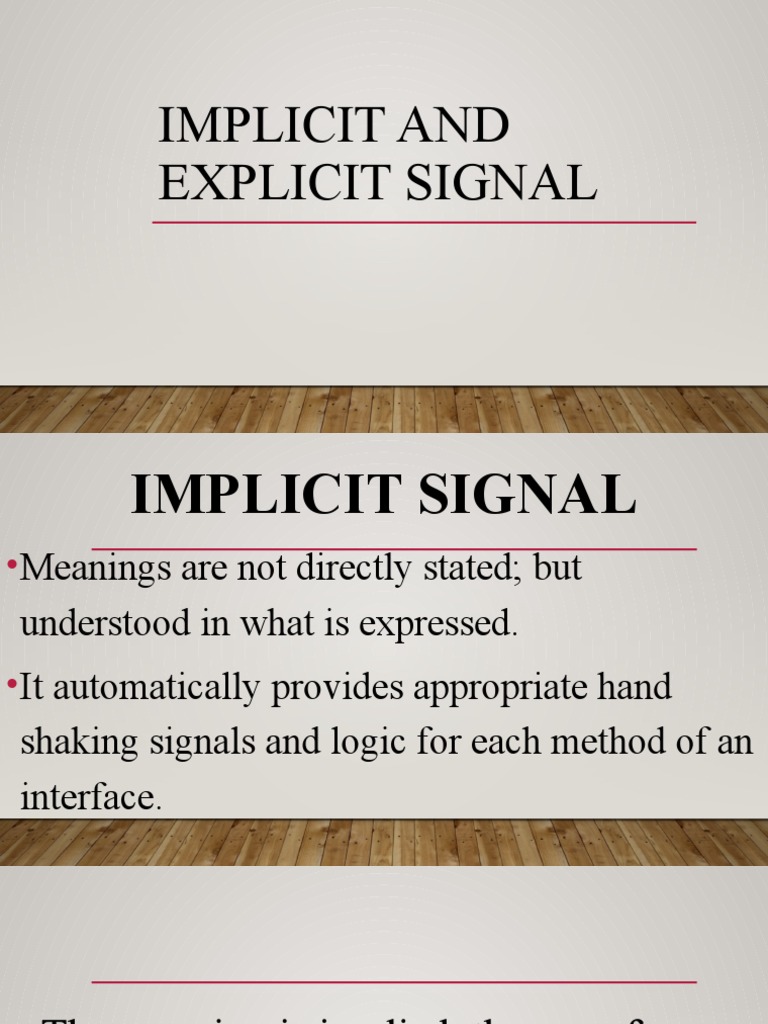 Implicit and Explicit Signal | PDF