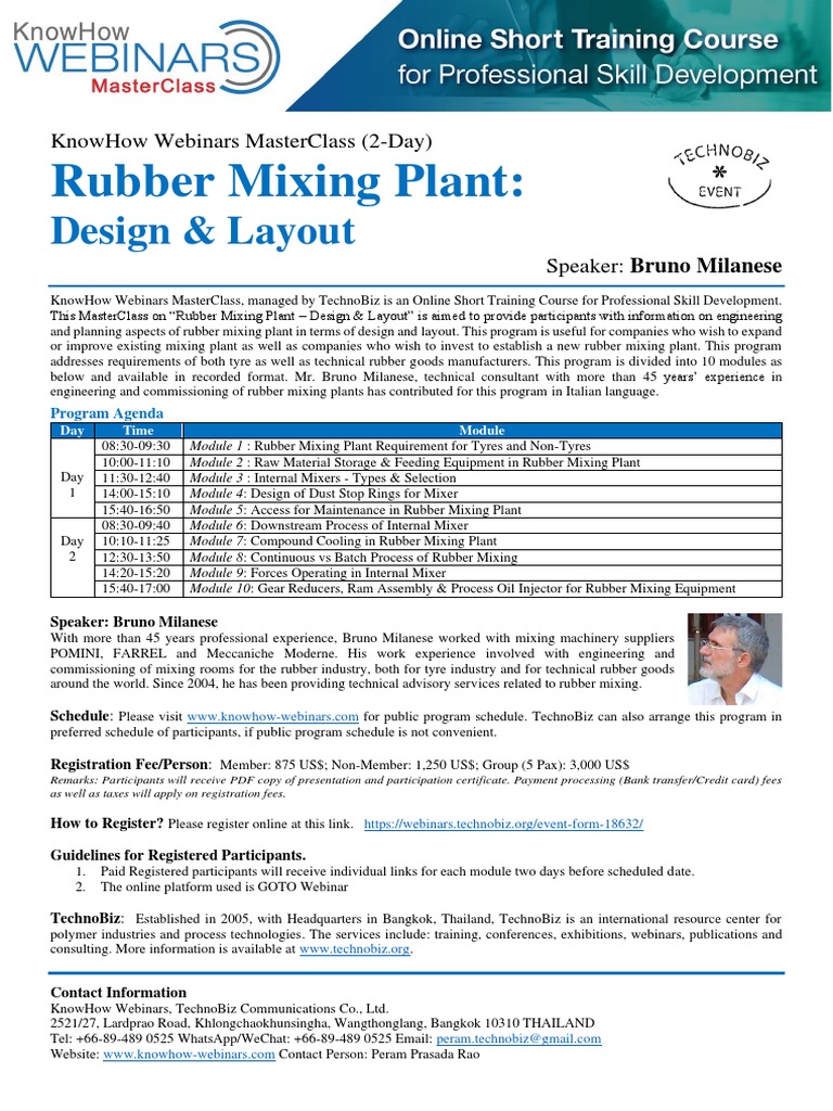 Rubber Mixing Plant Design MasterClass | PDF