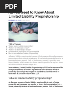 All You Need To Know About Limited Liability Proprietorship