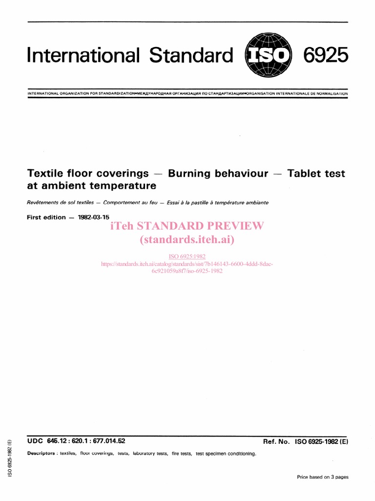 ISO 6925: Textile Fire Test Method | PDF | International Organization ...