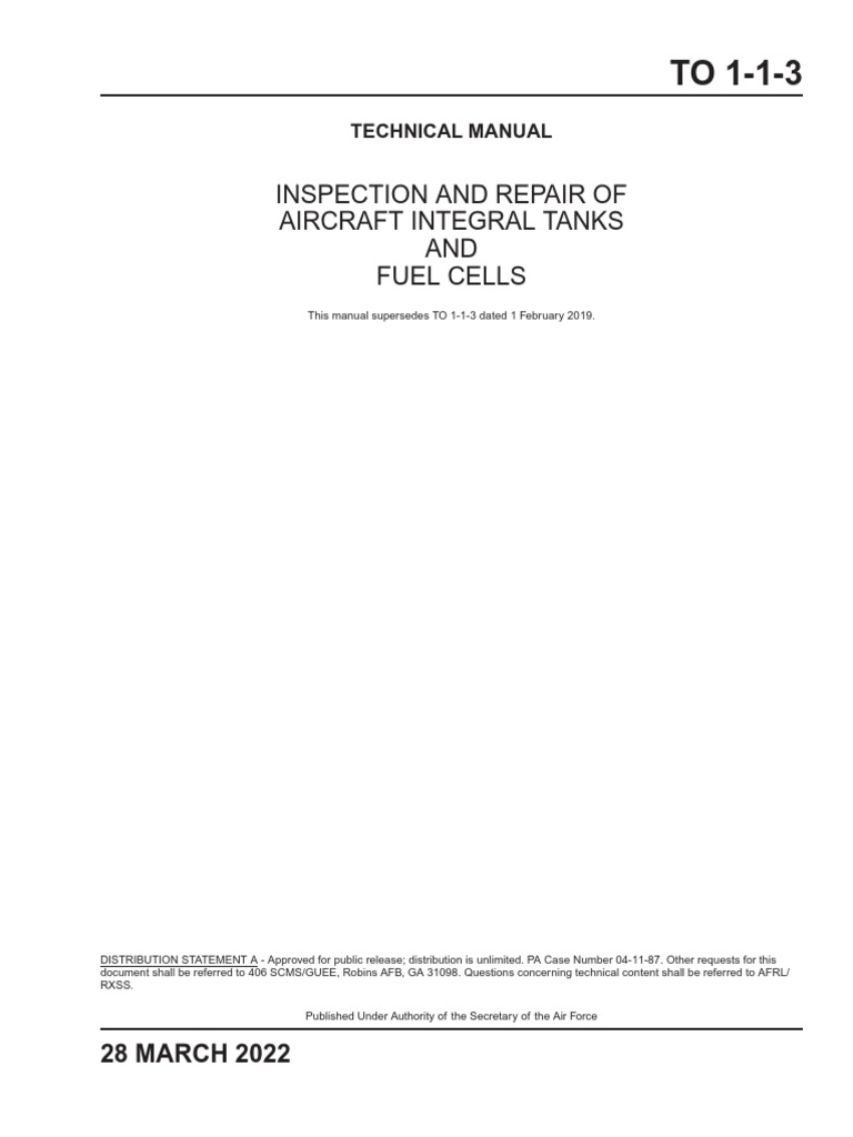 Inspection and Repair of Aircraft Integral Tanks AND Fuel Cells PDF