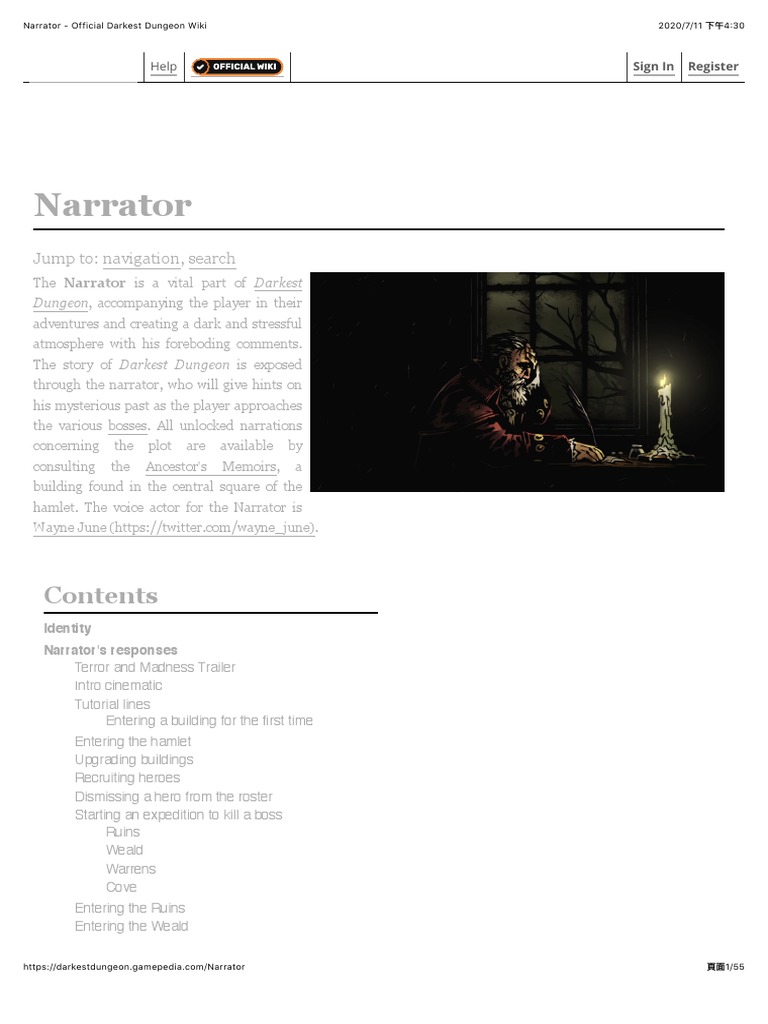 Narrator Official Darkest Dungeon Wiki PDF
