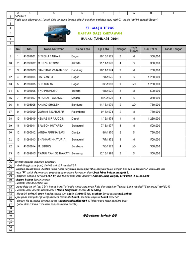 Latihan+Excel+ Kursus | PDF