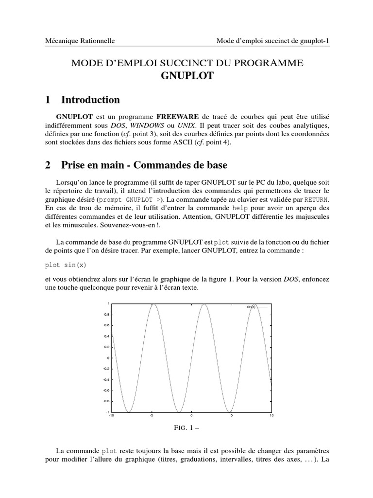 Guide d'utilisation de Gnuplot | PDF | Ingénierie informatique ...