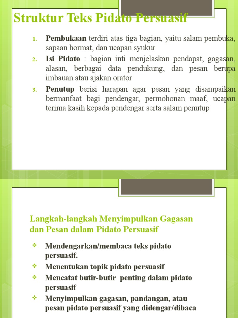 Presentasi MENYIMPULKAN TEKS PIDATO PERSUASIF  PDF