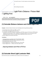 Calculate Street Light Pole's Distance - Fixture Watt - Lighting Area - Electrical Notes & Articles