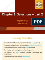 Selections - part 2: Logical operators, switch statements, conditional expressions