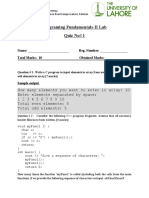 PF-II Quiz-1 F19 (Question + Solution)