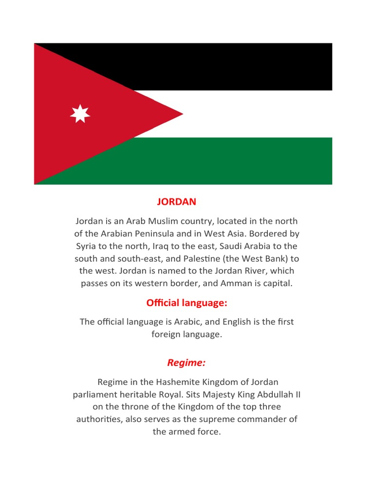 Jordan: Language and Flag Significance | PDF | Travel | Classics