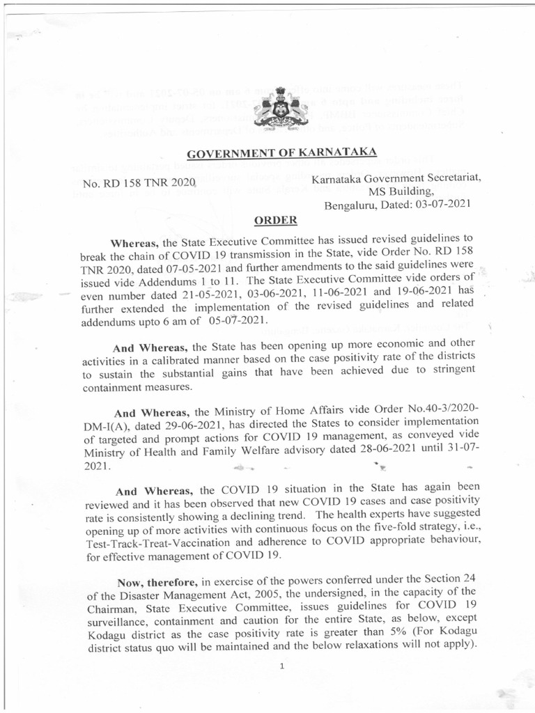 Karnataka Govt. Notification Dated 03.07.2021 | PDF | Bus | Government