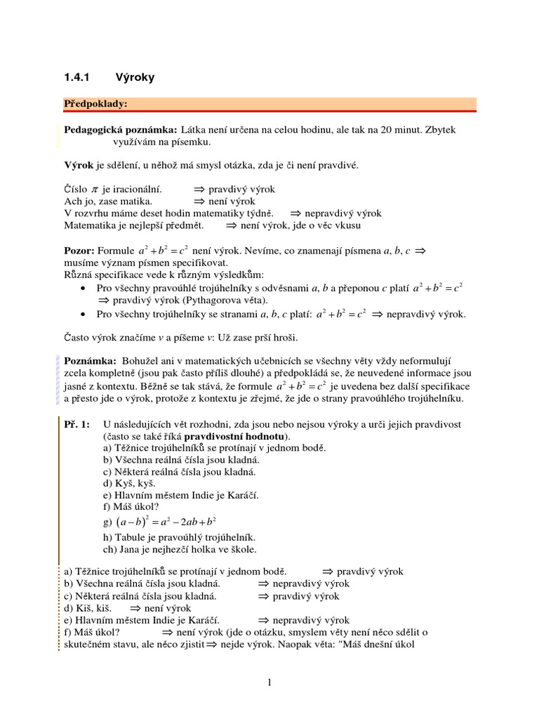 01 Výroky | PDF