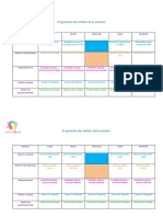 Programme Des Ateliers de La Semaine