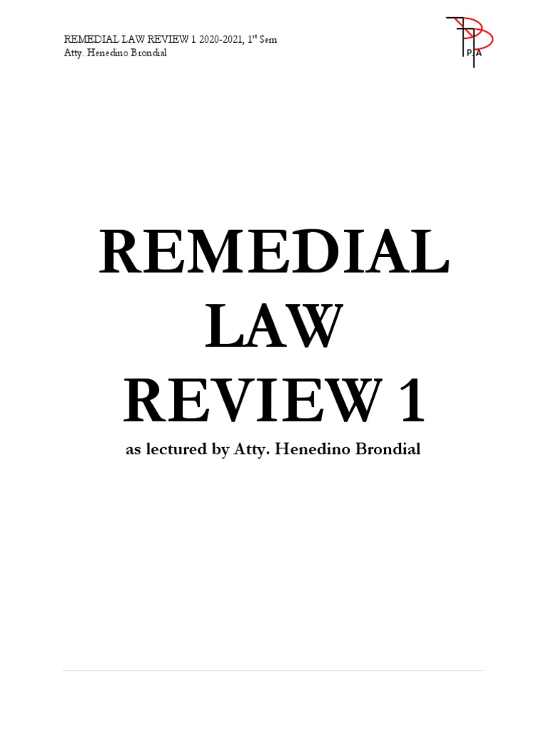 RemRev1 Notes PJA PDF Jurisdiction In Rem Jurisdiction