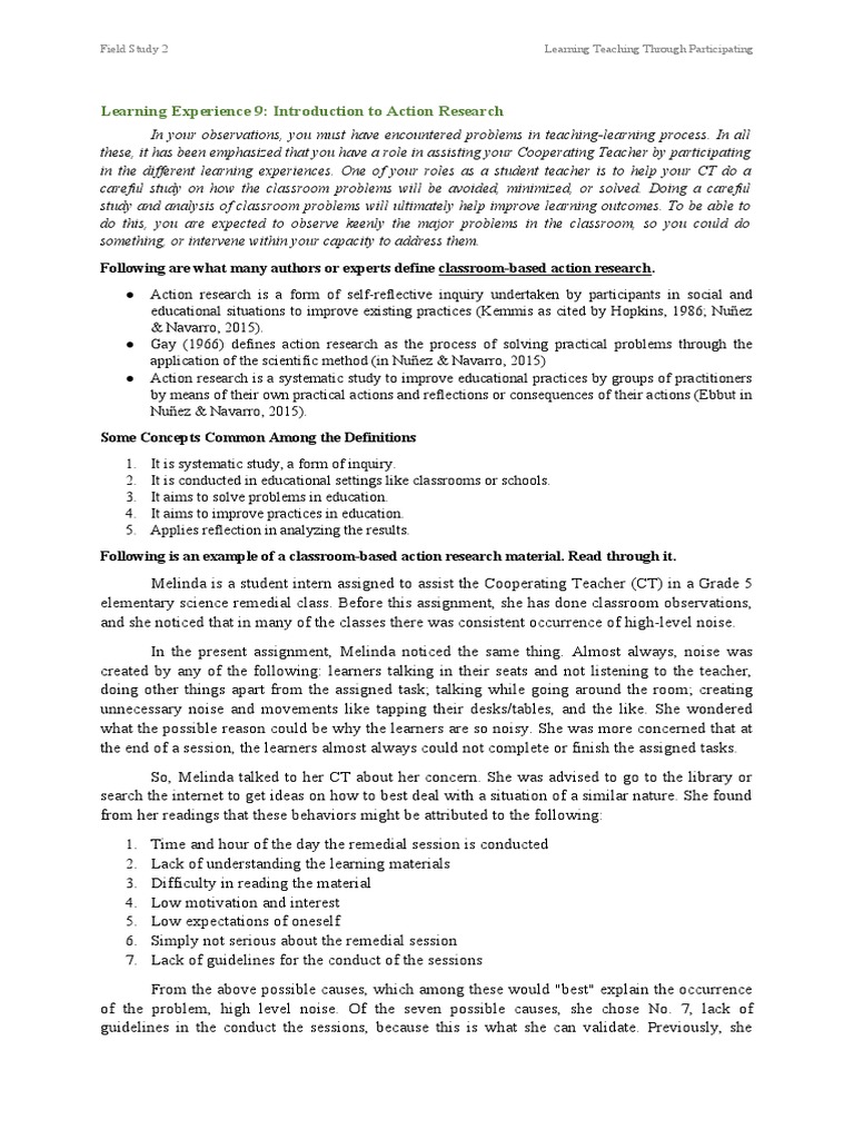 Classroom-Based Action Research Example | PDF | Learning | Action Research