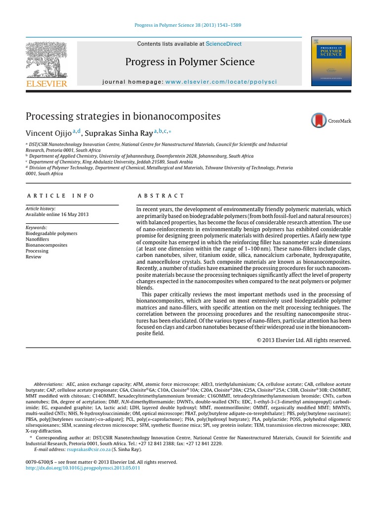 Processing Strategies in Bionanocomposites | PDF | Nanoparticle | Polymers