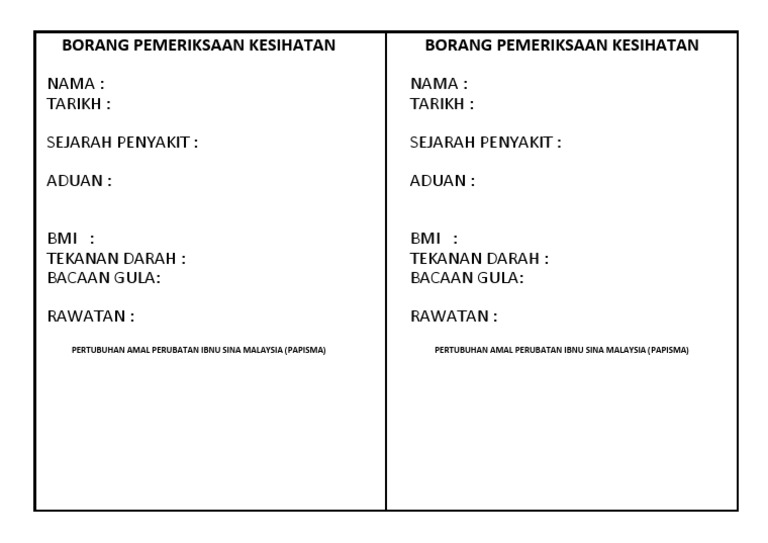 Borang Medical Check Up Pdf