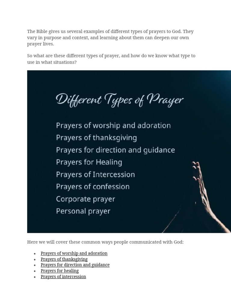 Types Of Prayer Pdf