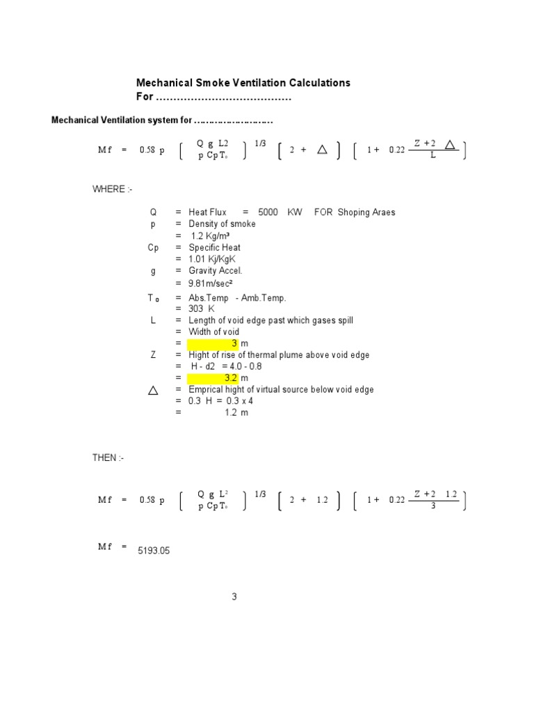 Smoke & Ventilation Calculations PDF Mechanical Engineering