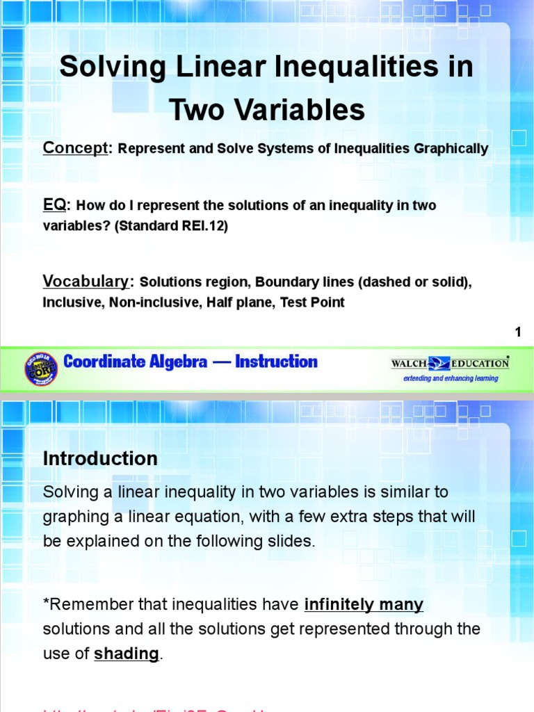 Math Quiz: Solving Linear Inequalities | PDF | Plane (Geometry) | Equations