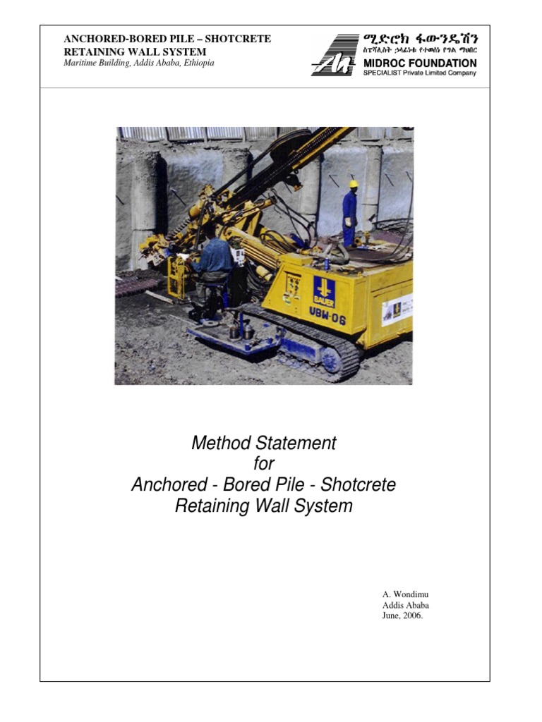 Shotcrete Retaining Wall Method Statement | PDF | Deep Foundation ...