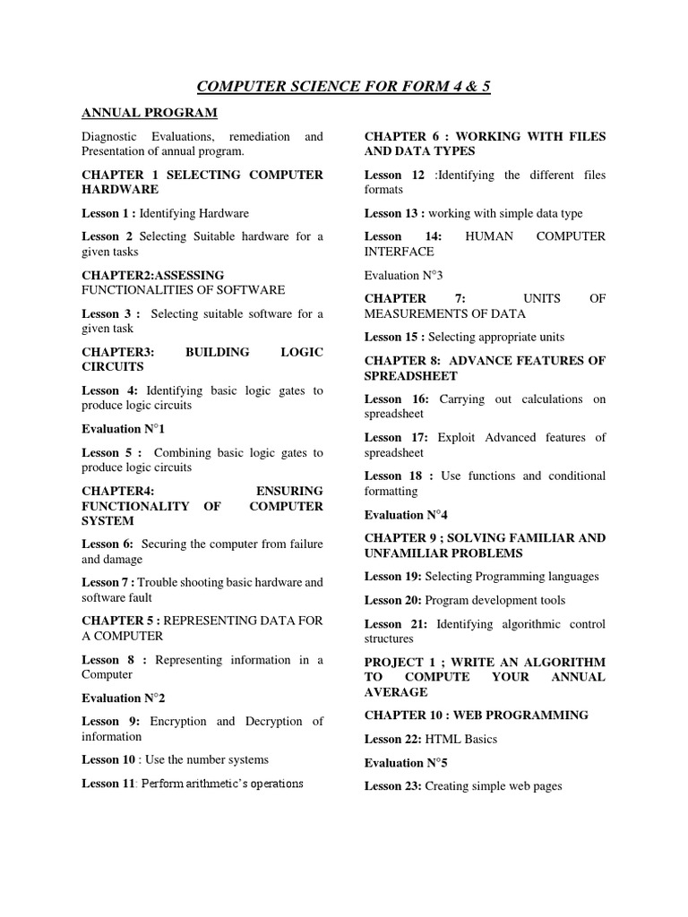 Lesson Notes F4 & F5 | PDF | Computer Data Storage | Operating System
