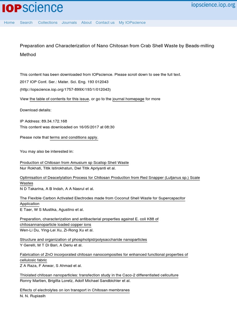 Preparation and Characterization of Nano Chitosan | PDF | Nanoparticle ...
