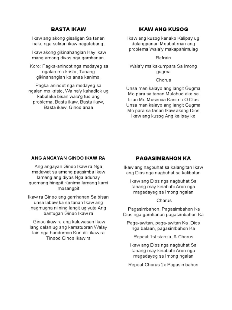 Christian Songs Lyrics PDF