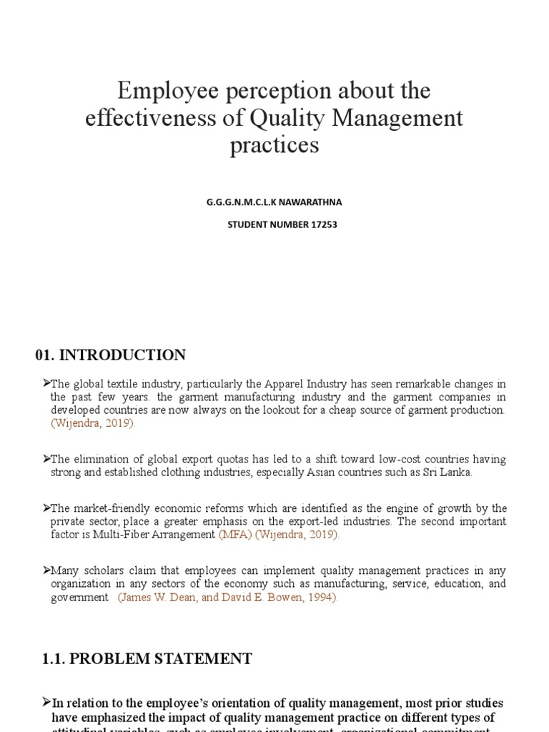 Employee Perception of Quality Management | PDF | Quality Management ...