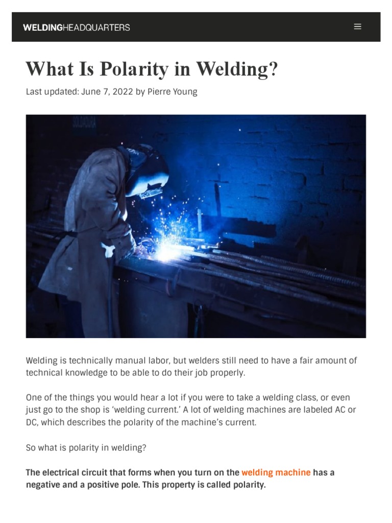 What Is Polarity in Welding PDF Construction Welding