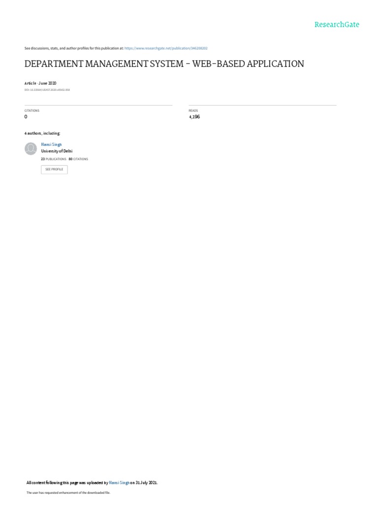 Web-Based Department Management System | PDF | Libraries | Software ...