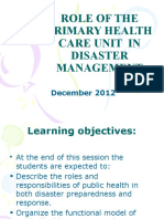ROLE OF THE PRIMARY HEALTH Care in Disaster
