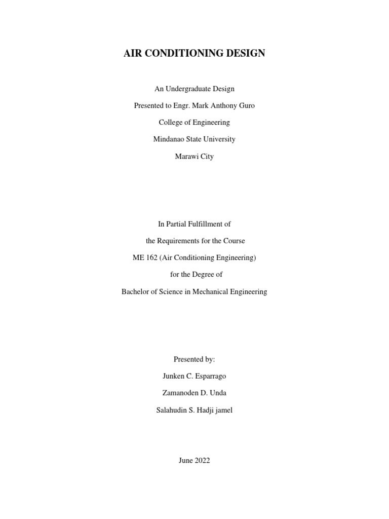 Air Conditioning Design Final PDF Air Conditioning Ventilation