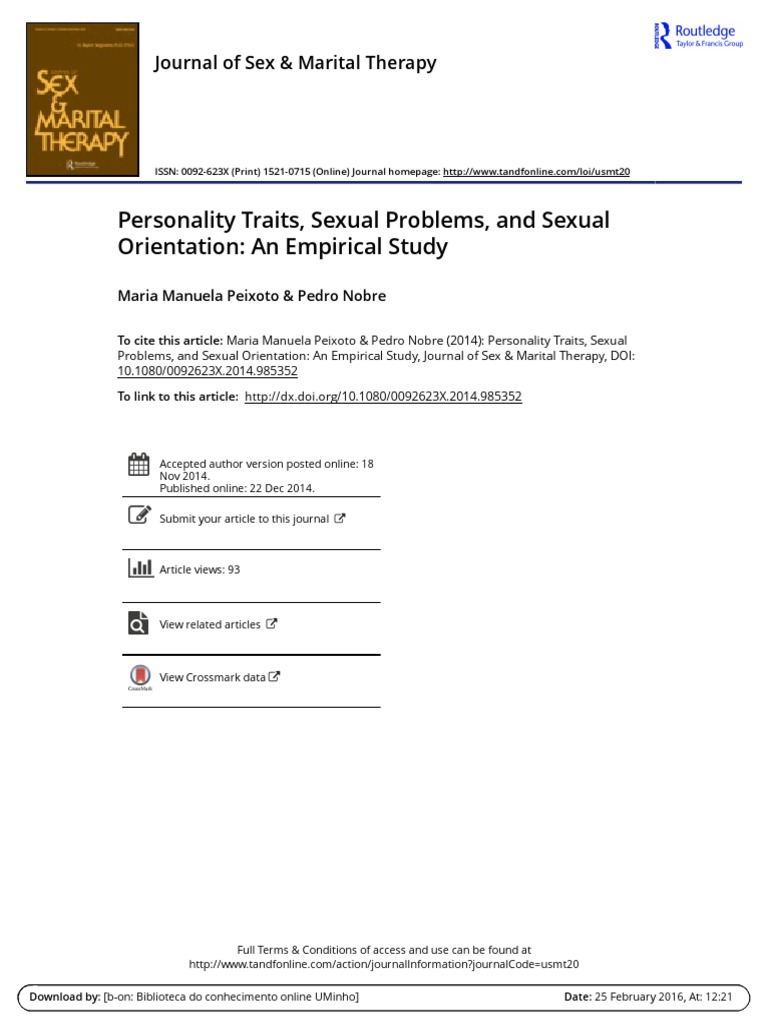2016 - Personality Traits Sexual Problems and Sexual Orientation | PDF ...