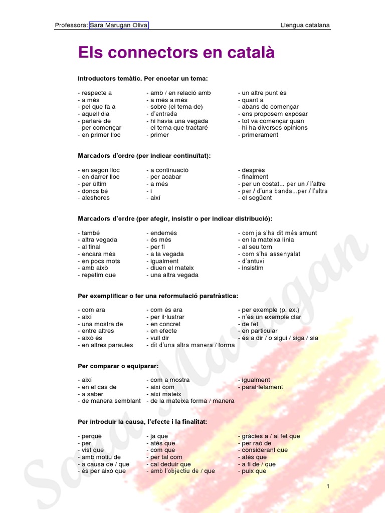 Els Connectors en Català (Versió ESO I Batx.) PDF
