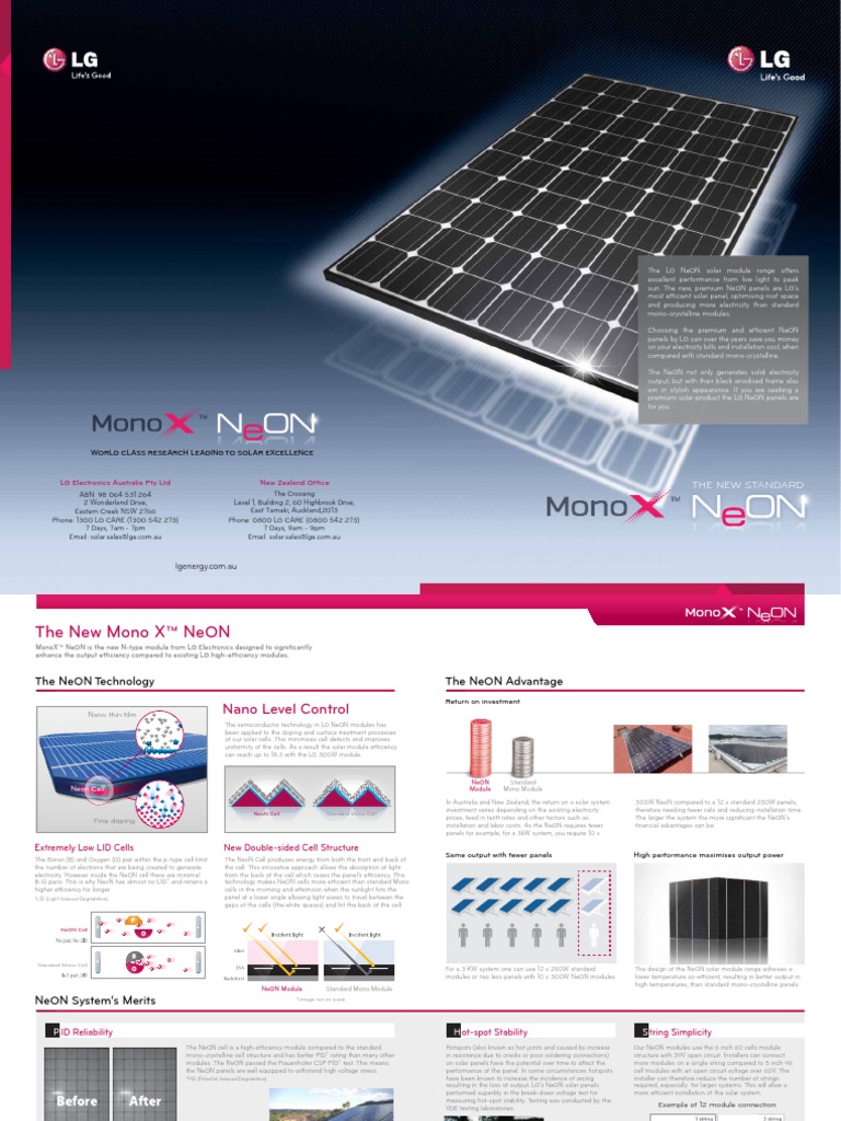 LG NeON® Solar Panel, Product Brochure | PDF | Solar Panel ...