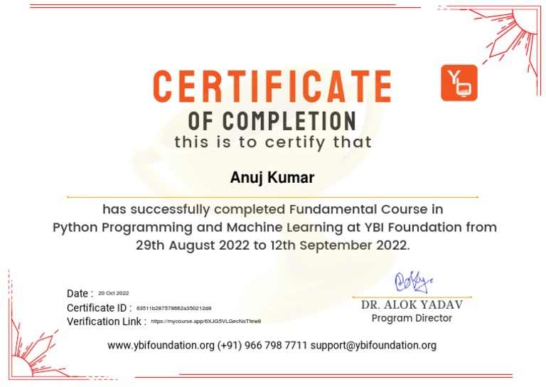 Ybi Certificate | PDF