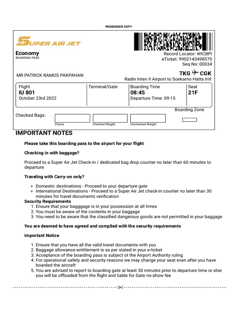 Confirmation - Check-In | PDF | Baggage | Airport