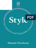 Style Text Analysis and Linguistic Criticism by Dennis Freeborn (Auth.)