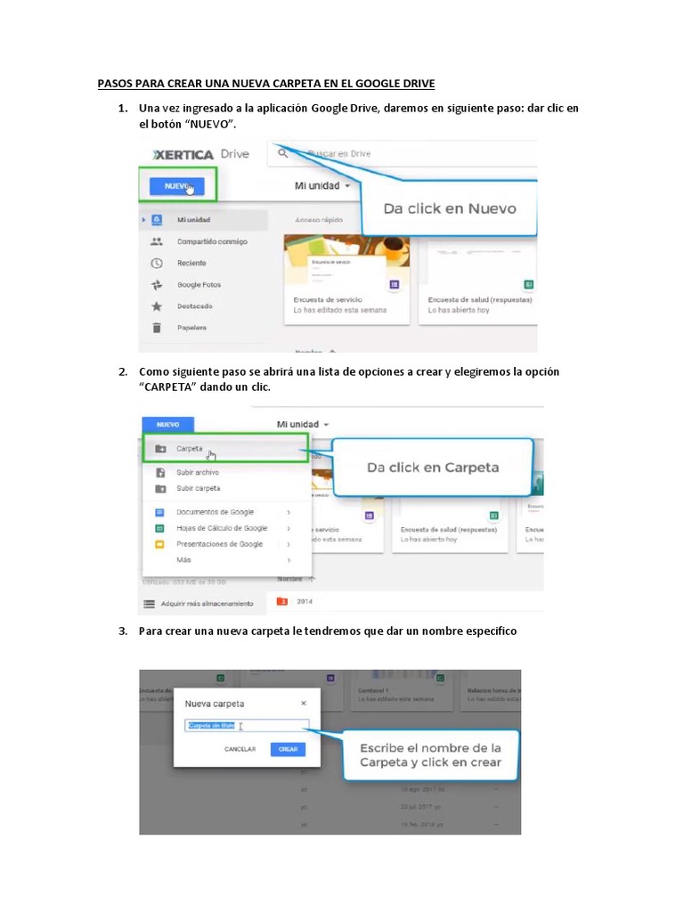 Pasos para Crear Una Nueva Carpeta en El Google Drive | PDF