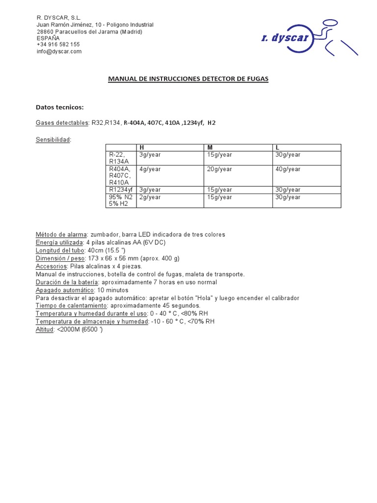 Manual DFE-250 | PDF | Diodo emisor de luz | Gases