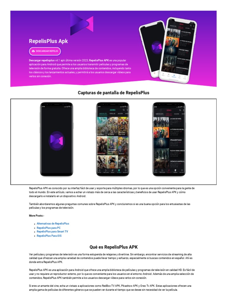Descargar Repelisplus Apk PDF Streaming Media Software de la