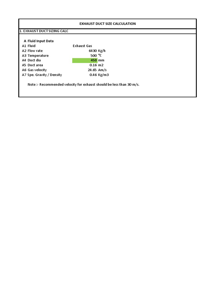 4.1 Exhaust Duct Sizing Calculation PDF